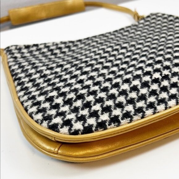 Coach Classic Wool Houndstooth Leather Shoulder Bag 8161 - Picture 5 of 16